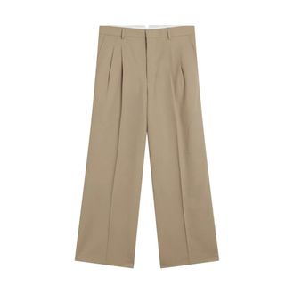 Ami Wide Trousers, male, Beige, Size: 4XS Low Waist Wide Trousers with Two Pleats