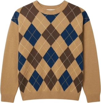 Dunst Maglione Girocollo Argyle - - Knitwear - Uomo - Beige - L