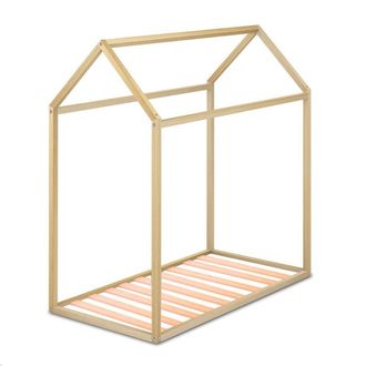 HOGAR 24 Cama Infantil Tipo Montessori Casita Madera Maciza Natural