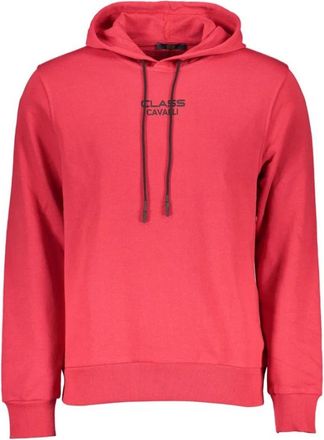 Cavalli Rode Katoenen Heren Sweater met Print - Heren - Hoodies - Rood - XL - Katoen - Hoodies & sweatvesten