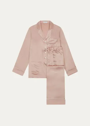 Olivia Von Halle Coco Straight-Leg Silk Satin Pajama Set