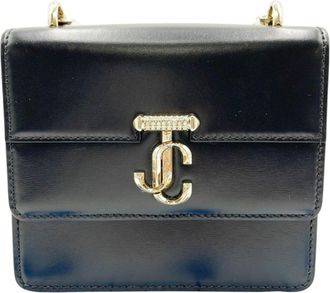 Jimmy Choo London Black Leather Handbag Shoulder Bag Tote Bag (Pre-Owned)