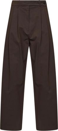 Co Wijde broek - Dames - Wijde Broeken - Bruin - M - Katoen - Broeken