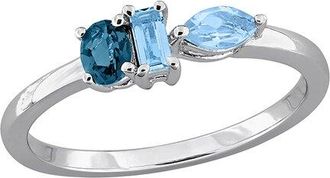 Rina Limor Silver 0.59 Ct. Tw. Blue Topaz Three-Stone Ring