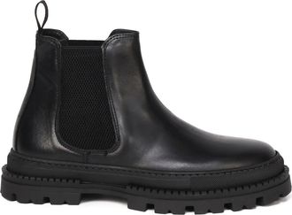 Giuliano Galiano Zwarte Leren Enkellaarzen Elastische Sluiting - Heren - Chelseaboots - Zwart - 44 EU - Schoenen