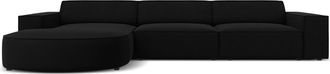 BLOOMINGLOFT 4-Sitzer Design Ecksofa Jodie mit abgerundeter Chaiselongue links - Samtbezug