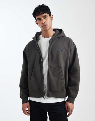 Vans Premium - Felpa con cappuccio e zip nero sbiadito