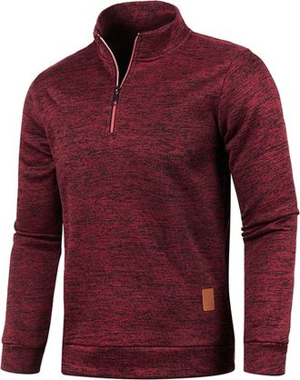 Generic Mens Half Zip Fleece Tops Warm Winter Basic Sweatshirt Outdoor Thermal Pullover Sweat Tops Windproof Thick Outerwear Keep Warm in Winter Outdoor