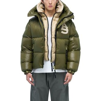 AlphaStyle Kudu Hooded Puffer Down Jacket in Green at Nordstrom, Size Xx-Large