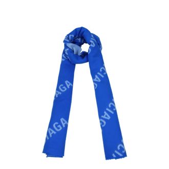 Balenciaga Damens Schal Wolle Blau/Wei&szlig;