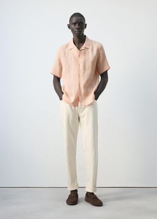 Mango Camicia 100% lino collo bowling pesca - Uomo - XXL - MANGO MAN