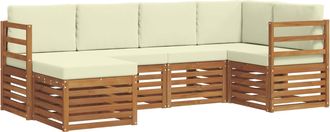 vidaXL Conjunto De Sof&aacute;s De Exterior 6 Uds. Natural Y Crema Poli&eacute;ster Vidaxl