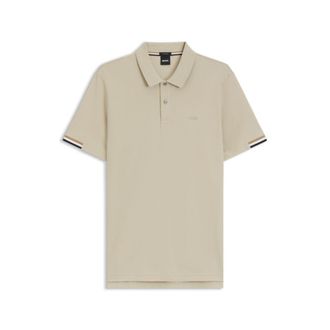 BOSS Rubberised-logo polo shirt in mercerised cotton