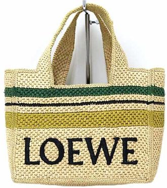 Loewe Black Green Raffia Shoulder Bag Tote Bag (Pre-Owned)
