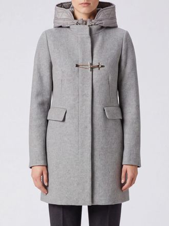 Fay Cappotto monopetto in lana con cappuccio in nylon e alamari