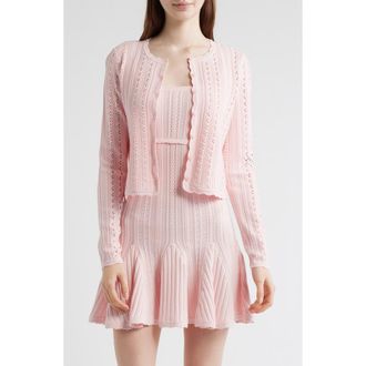 LoveShackFancy Peridot Pointelle Knit Cardigan in Peach Sorbet at Nordstrom, Size Xx-Small