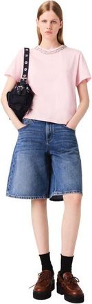 Maje Short-sleeve jewel neck T-shirt in Pink at Nordstrom, Size X-Small