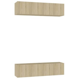 Berkfield Home TV Cabinets 4 pcs Sonoma Oak 60x30x30 cm Engineered Wood in Light Oak | Size: 60 x 30 x 30 cm