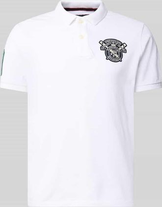 Superdry Regular Fit Poloshirt mit Label-Patches in Weiss, Gr&ouml;&szlig;e XXXL