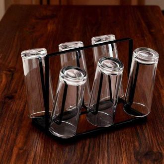 OEM Estante Met&aacute;lico Para Tazas Y Vasos Con 6 Ganchos Para Cocina Y Comedor