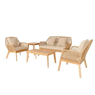 Concept Usine Conjunto de muebles de jardin de madera para 4 plazas con 2 mesas beig