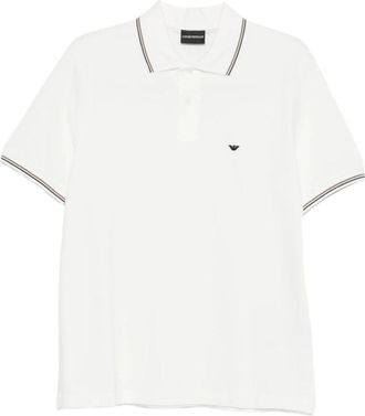 Emporio Armani Polo Shirt met logo-borduursel - Heren - Polos - Wit - 2XL - Katoen - Tops