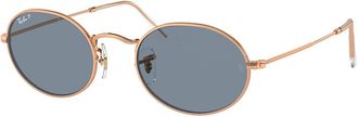 Ray-Ban RB3547 Oval Polarized 9202S2 Mens Sunglasses Gold Size 51
