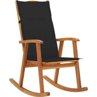 vidaXL Vidaxl - Silla Mecedora Con Cojines Madera Maciza De Acacia