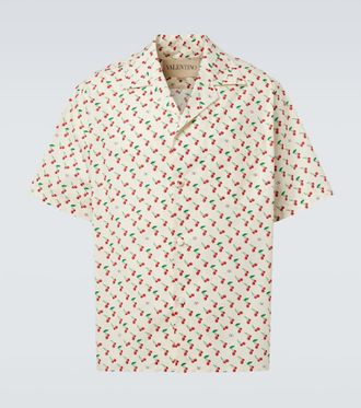 Valentino Cherryfic cotton poplin bowling shirt