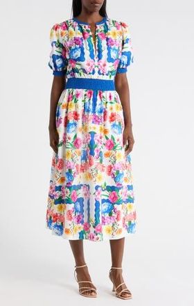 Elie Tahari The Ziggy Floral Print Midi Dress in Scallop Floral Print at Nordstrom Rack, Size X-Small