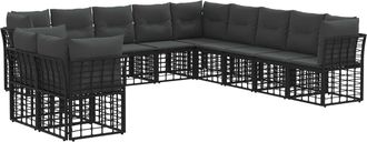 vidaXL Conjunto De Sof&aacute;s De Exterior Negro Poli&eacute;ster Vidaxl