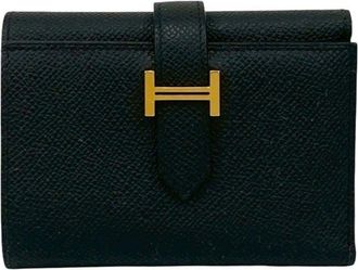 Herm&egrave;s Black Epsom Leather Wallet (Tri-Fold) (Pre-Owned)