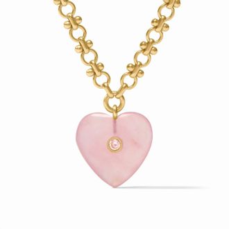 Julie Vos Womens Heart Necklace In Pink Quartz