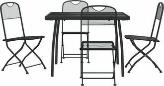 vidaXL Juego De Comedor De Jard&iacute;n 5 Pzas Malla Met&aacute;lica Gris Antracita Vidaxl