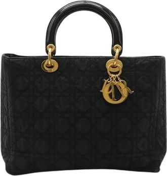 Dior Pre-owned Handbags, female, Black, Size: ONE SIZE Pre-owned Lady Dior Nylon Patent Leather Handbag