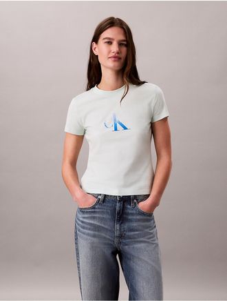 Calvin Klein Jeans Calvin Klein Womens Slim Gradient Monologo Tee - Blue - XL