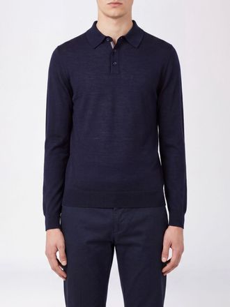 Paul Smith Polo a maniche lunghe in maglia di lana merino con vestibilit&agrave; slim