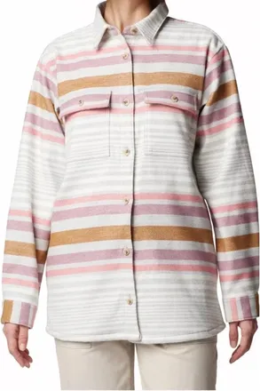 Columbia Blue Point Creek Shirt Jacket Womens Multicolor Striped Collared JAX403