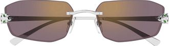 Cartier Ct0cartier Ct0474s Panthère De Cartier 004 Silver Violet Sunglasses