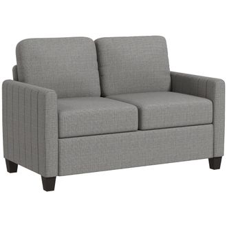 HOMCOM Modern 2 Seater Sofa With Spring Cushion - Back Pillow - Blue/Grey - Blue | TJ Hughes Grey