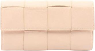 Bottega Veneta Pre-owned Intrecciato Leren Lange Portemonnee - Dames - Vintage Accessoires - Roze - ONE Size - Leer - Vintage