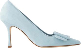 Manolo Blahnik Maysale 90 - Dames - Pumps - Blauw - 38 1/2 EU - Leer - Schoenen