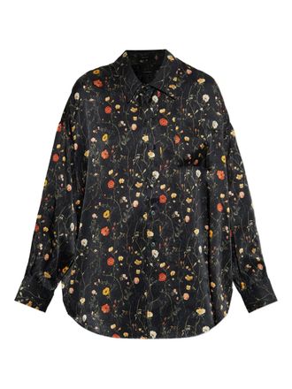 R13 floral-print shirt - women - Silk - L - Black