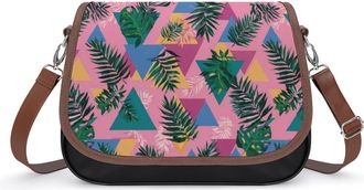 Generic 80s Triangles Tropical Leaves Fashion Womens Crossbody Bags Novelty Handbag Shoulder Bag Purse