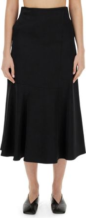 Jil Sander Black Solid Midi Skirt