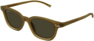 Gucci Ovale Zonnebril - Heren - Zonnebrillen - Bruin - 48 MM - Nylon - Accessoires