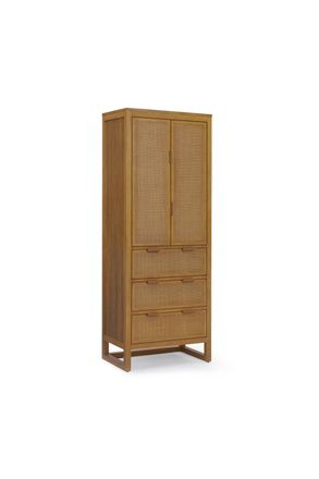 Teamson Home Hatteras Wooden Linen Cabinet Rattan Doors 165cm Tall, Natural