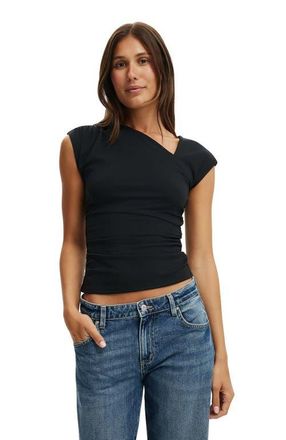 Cotton On Womens Scout Asymmetric Short Sleeve in Black at Nordstrom, Size X-Small