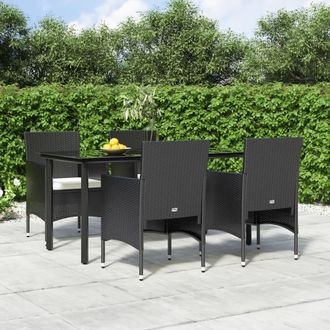 vidaXL Juego De Comedor De Jard&iacute;n 5 Piezas Con Cojines Negro Vidaxl