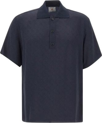 Casablanca Monogram Jacquard Poloshirt - Heren - Polos - Blauw - XL - Tops